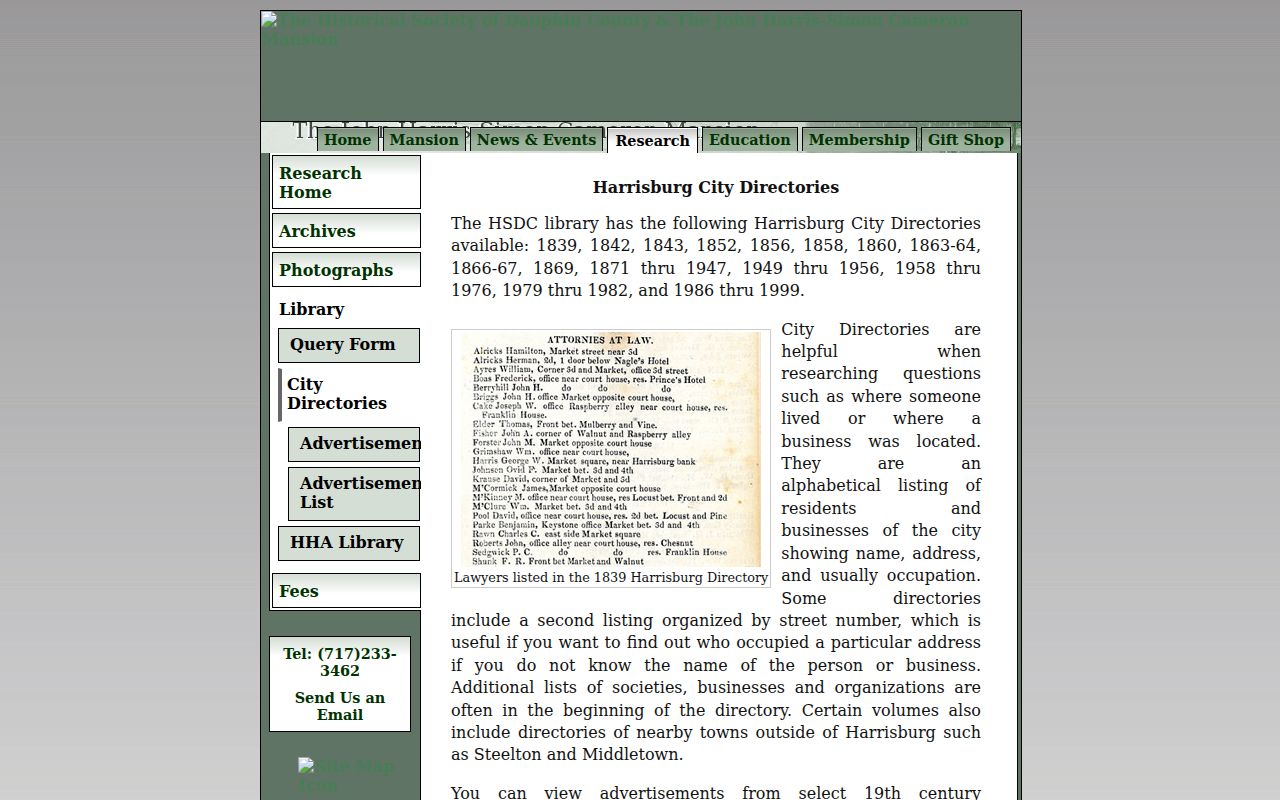 Lower Paxton Township city directory holdings at the Historical Society of Dauphin County