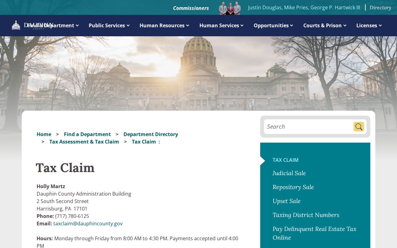 Lower Paxton Township previous residents Dauphin County tax claim source